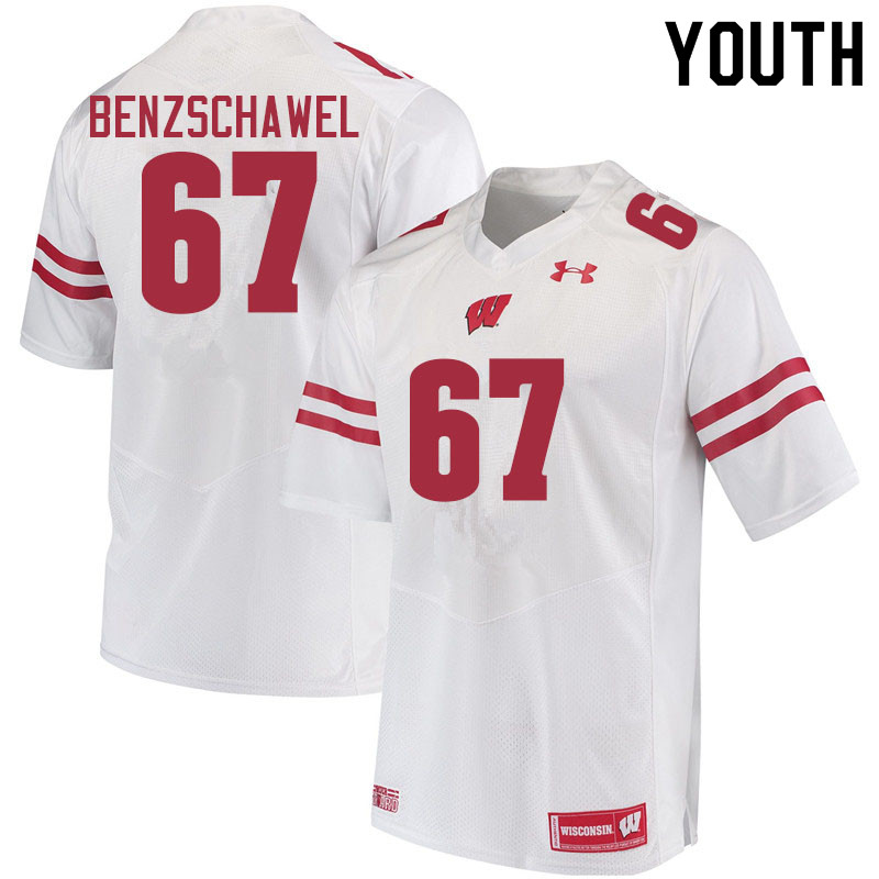 Wisconsin Badgers Youth #67 JP Benzschawel NCAA Under Armour Authentic White College Stitched Football Jersey NG40V63WU